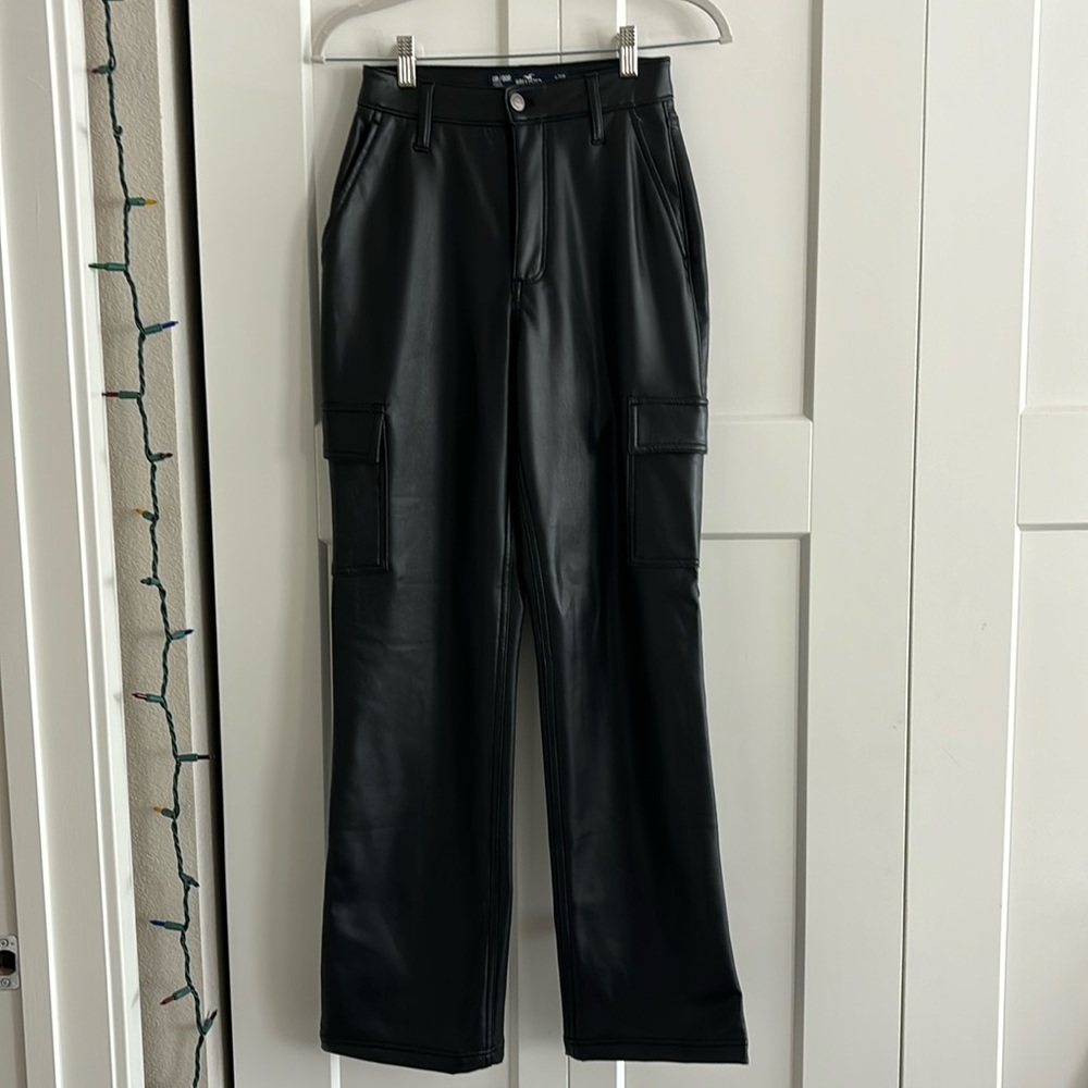Black Leather Cargo Pant